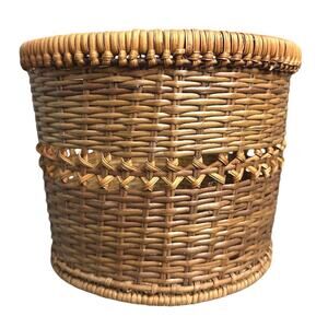 Vintage natural wicker basket planter 6x7 boho farmhouse decorative houseplant